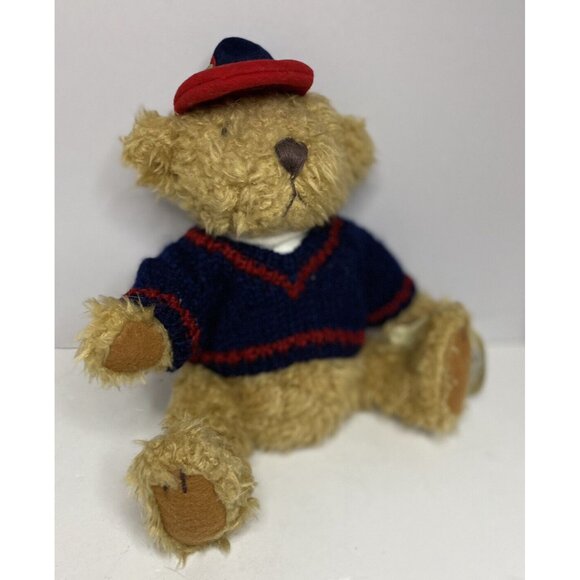 Vtg 1996Pickford Brass Button Bears TULLY Sweater Hat Cap Tousled Moveable Limbs - Picture 1 of 13